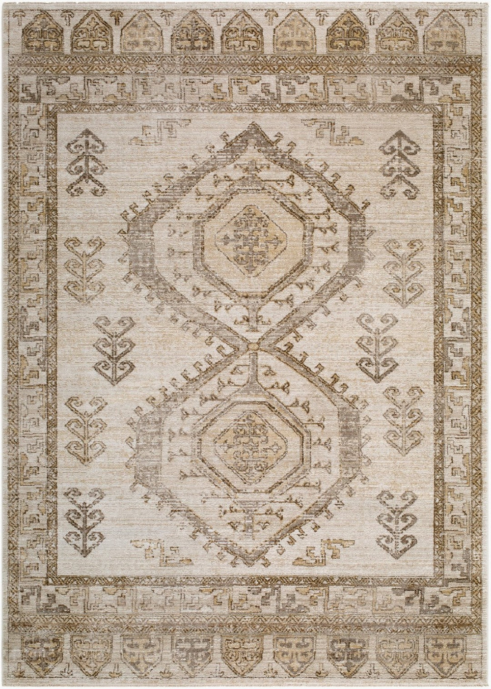 Livabliss Fifth Avenue Bohemian Global Runner Rug with Fringe Trim for Hallways and Entryways Taupe, Ivory 2'6" x 7'3" FIF2319-2673