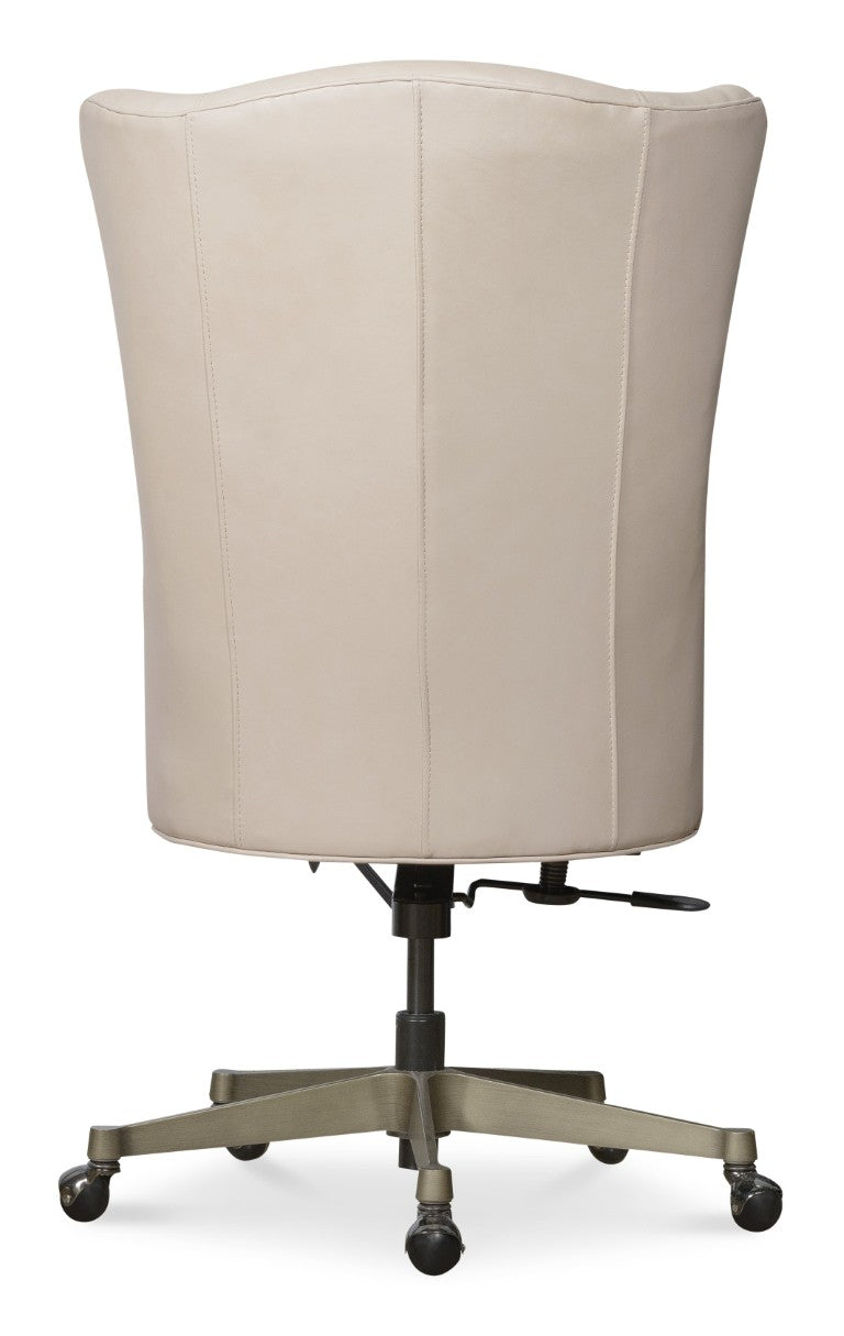 Hooker Furniture Lynn Executive Swivel Tilt Chair With Flared High Back, Top-Grain Leather & Glazed Gold Base Beige EC857-083