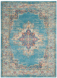 Nourison Passion PSN03 Machine Made Power-loomed Ornamental Border Indoor Only Bohemian Vintage Rug Light Blue, Ivory Light Blue 100% Polypropylene 99446477545