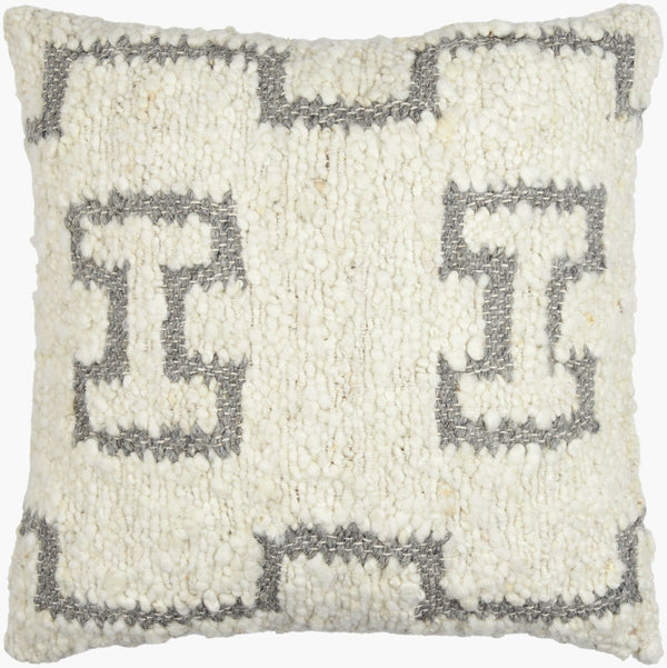 Surya Figuration 18"L X 18"W Stylish Wool & Cotton Accent Pillow - Elevate Your Home Decor Today! Cream Wool,Cotton,Cotton Fig001-2222d