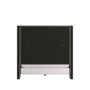 Homelegance By Top-Line Mylah Pleated Velvet Wingback Bed Grey Velvet