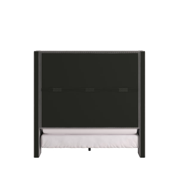 Homelegance By Top-Line Mylah Pleated Velvet Wingback Bed Grey Velvet