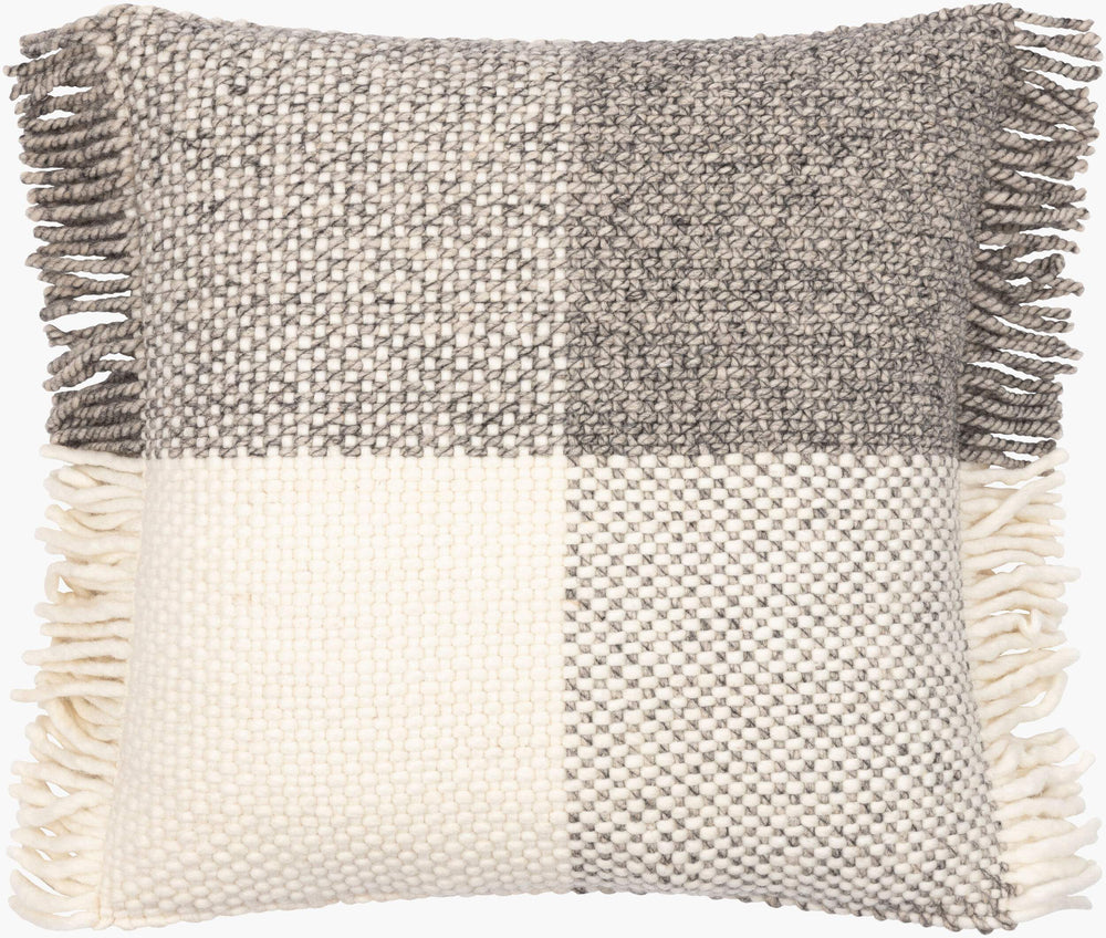 Surya Faroe Ii Collection 18" Cozy Accent Pillow - Soft Wool Blend, Classic Stitching, Cottage Charm Cream Wool,Cotton Fii001-2222d