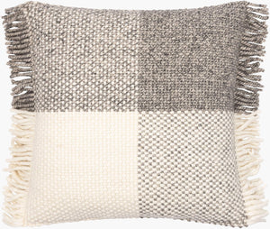 Surya Faroe Ii Collection 18" Cozy Accent Pillow - Soft Wool Blend, Classic Stitching, Cottage Charm Cream Wool,Cotton Fii001-2222d