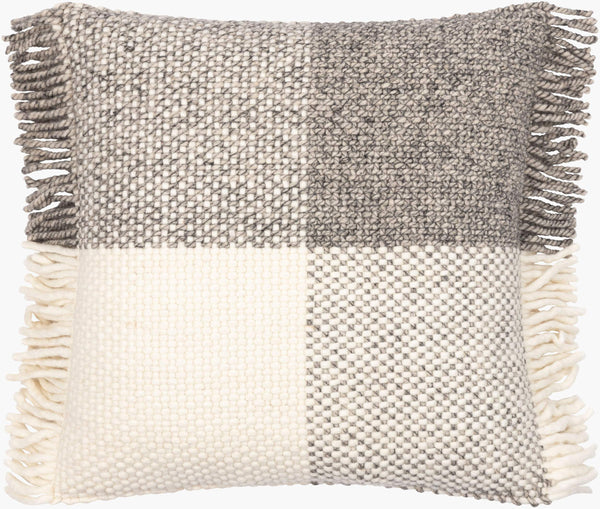 Surya Faroe Ii Collection 18" Cozy Accent Pillow - Soft Wool Blend, Classic Stitching, Cottage Charm Cream Wool,Cotton Fii001-2222d