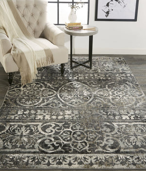 Feizy Rugs Kano Distressed Trellis Area Rug - Stain & Fade Resistant, Versatile Polypropylene Blend For Home Gray,Ivory,Taupe Polypropylene,Polyester 8643871fchlivyc16