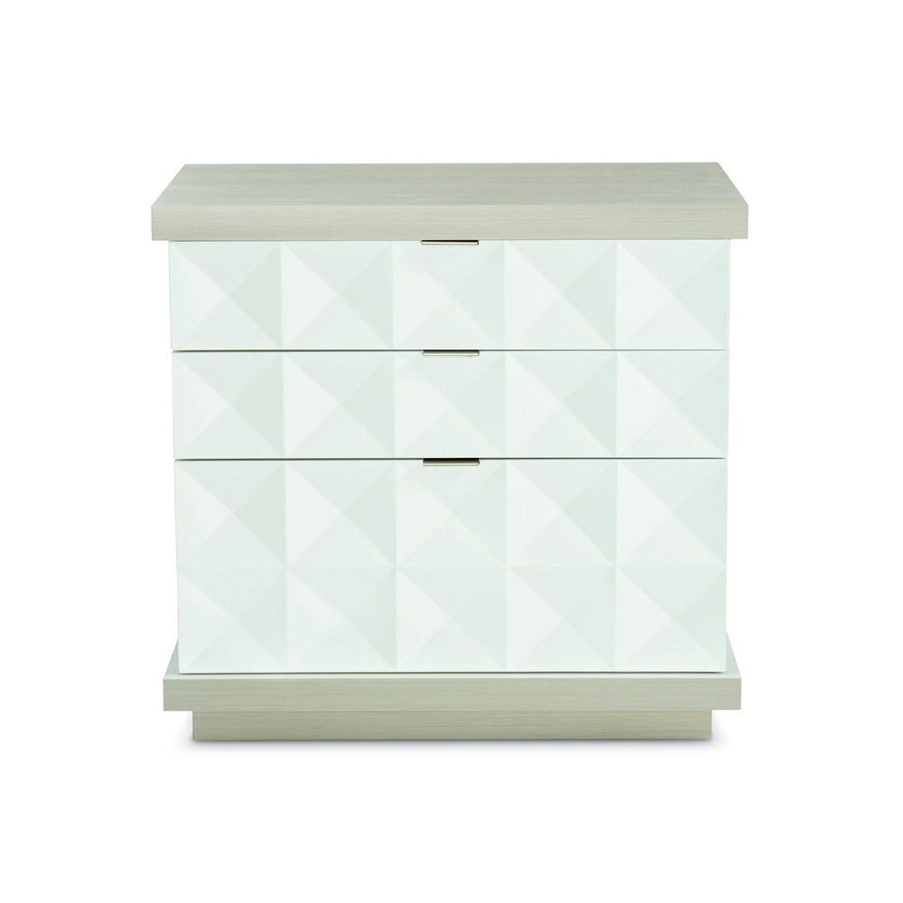 Bernhardt Bernhardt Axiom Nightstand With 3-D Inverted Pyramid Motif, Two-Tone Finish & Three Drawers 381236