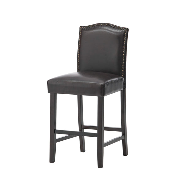 English Elm Christopher Knight Home® - Set of 2 Upholstered Counter Height Barstools with Nailhead Trim, Plush Fabric Comfort & Sturdy Legs Brown 62369.00PU