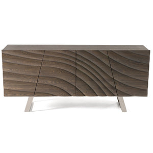 VIG Furniture Finley Grey Ash Mid-Century Buffet With Brushed Stainless Legs, Generous Hidden Storage, 71"W VGCS-SB-16050-GRY