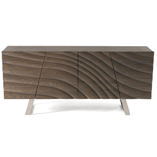 VIG Furniture Finley Grey Ash Mid-Century Buffet With Brushed Stainless Legs, Generous Hidden Storage, 71"W VGCS-SB-16050-GRY