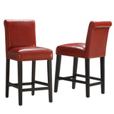Homelegance By Top-Line Leander Faux Leather Counter Height Stools (Set of 2) Red Rubberwood