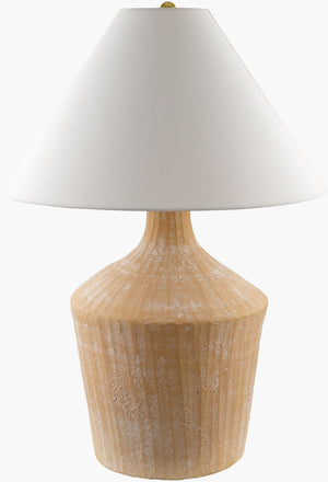 Livabliss Fiori Ceramic Base Table Lamp with Linen Shade and Iron Finial for Bedroom Decor FIO-002