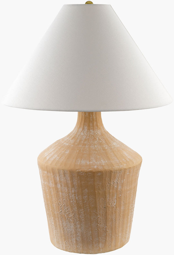 Livabliss Fiori Ceramic Base Table Lamp with Linen Shade and Iron Finial for Bedroom Decor FIO-002