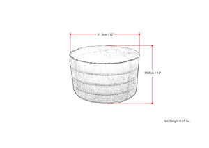 English Elm Brody - Stylish 32" Round Pouf Coffee Table In Distressed Dark Brown - Versatile Seating & Ottoman B136P159352