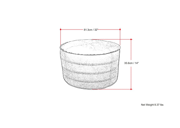 English Elm Brody - Stylish 32" Round Pouf Coffee Table In Distressed Dark Brown - Versatile Seating & Ottoman B136P159352