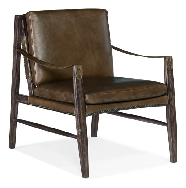 Hooker Furniture Sabi Sling Chair In Legendary Taupe Aniline Leather With Dark Wood Frame & Nailhead Trim, 34.5"L CC530-082