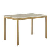 Homelegance By Top-Line Aristos Faux Marble Top and Metal Base Dining Table Gold Marble