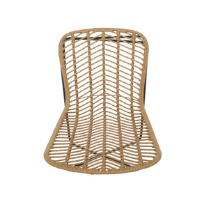 English Elm Gatlin Woven Wicker Outdoor Accent Chair Set Bohemian Curved Shell with Geometric Base 70650.00LBRN