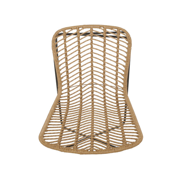 English Elm Gatlin Woven Wicker Outdoor Accent Chair Set Bohemian Curved Shell with Geometric Base 70650.00LBRN