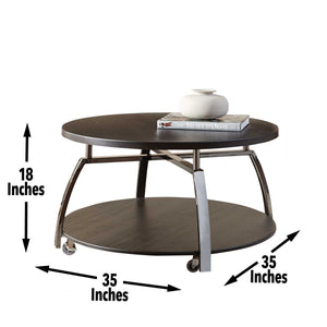 English Elm Steve Silver - Coham Brown 3-Piece Steel Table Set with Casters & Bottom Shelf – Mobile Cocktail & Storage Solution B081S00436
