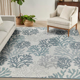 Nourison Garden Oasis GOA05 Machine Made Power-loomed Borderless Design Indoor/Outdoor Coastal, Nautical & Beach Outdoor Rug Blue, Blue 100% Polypropylene 99446960009