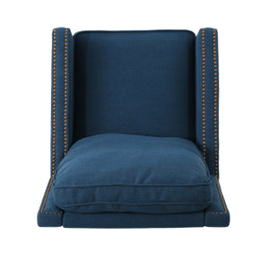 English Elm Christopher Knight Home® - 27.5" Wide Manual Standard Recliner with Plush Upholstery, Nailhead Trim & Contemporary Pushback Comfort Navy Blue 62808.00