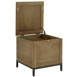 Homelegance By Top-Line Millie Storage Trunk End Table with Removable Tray Oak MDF