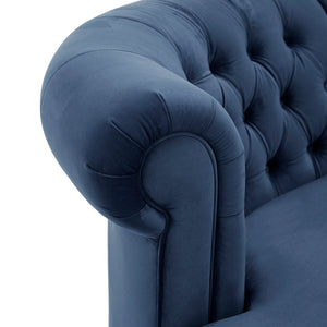 Homelegance By Top-Line Dayanna Velvet Tufted Scroll Arm Chesterfield Curved Loveseat Blue Velvet
