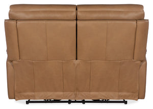 Hooker Furniture Lyra Semi-Aniline Leather Zero-Gravity Loveseat With Power Headrest, Lumbar, Usb, Cupholder Light Brown SS608-PHZL2-082