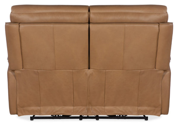 Hooker Furniture Lyra Semi-Aniline Leather Zero-Gravity Loveseat With Power Headrest, Lumbar, Usb, Cupholder Light Brown SS608-PHZL2-082