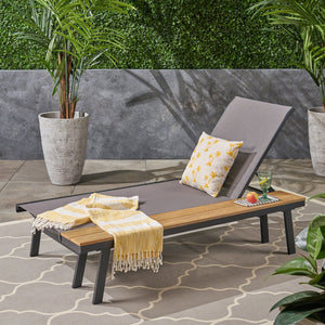 English Elm Christopher Knight Home® - Waterloo Chaise Lounge With Wood Side Table - Modern Comfort, Breathable Mesh & Stylish Design 62756.00BLK