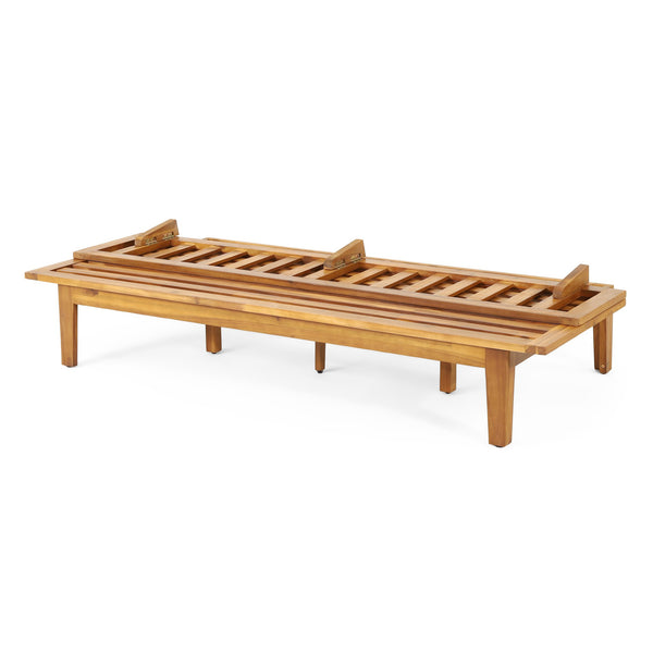 English Elm Christopher Knight Home® - JILL Acacia Daybed Beige with Water-Resistant Cushions, Slat Panel Convertible Bench-to-Bed Outdoor 79" 70513.00BGE