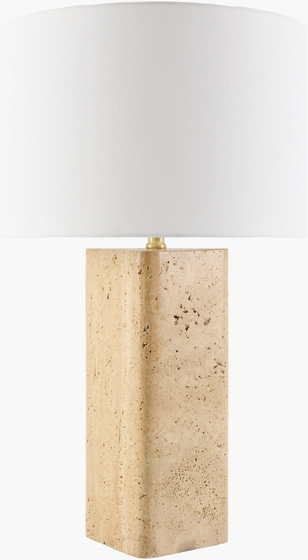 Surya Faja 28" Tall Traditional Accent Table Lamp With Linen Shade For Warm, Inviting Home Ambiance Body, Beige,Shade, White,Cord, Translucent Travertine,Linen,Linen,Linen,Plastic Fja-001