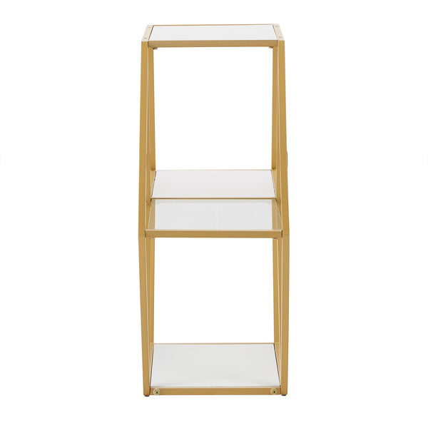 Homelegance By Top-Line Parveen Hexagon Wood and Glass 4-Shelf Modular Bookcase Gold Iron