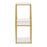 Homelegance By Top-Line Parveen Hexagon Wood and Glass 4-Shelf Modular Bookcase Gold Iron