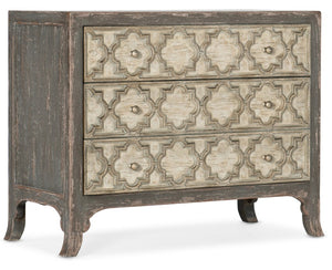 Hooker Furniture Alfresco Bellissimo Bachelors Chest — Two-Tone European Provincial Storage With Florentine Gold Knobs, Cedar Lined Drawers, Built-In Power & Under-Cabinet Lighting 6025-90117-95