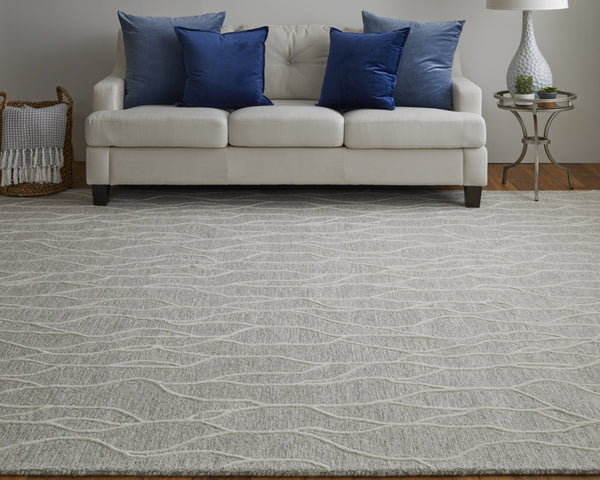 Feizy Rugs Enzo Hand-tufted Wool Rug - Chic Abstract Design, Stain-resistant, Durable For High Traffic Areas Taupe,Ivory Wool 7428734fivygryc50