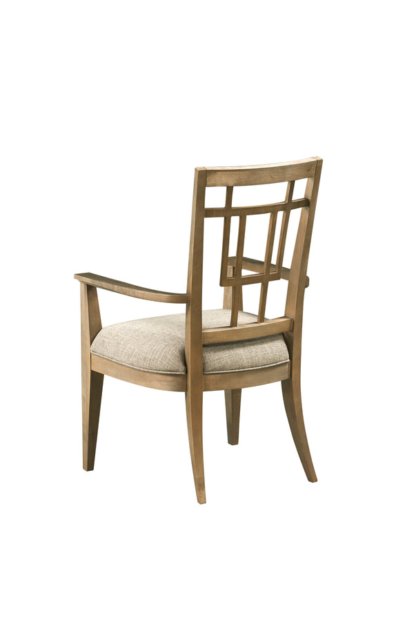 A.R.T. Furniture Woodwright Rohe Arm Chair - Elegant Transitional Design In Champagne Finish With Plush Linen Cushion - Set Of 2 Brown, Gray Parawood Solids,Primavera Veneer,And Upholstery 253205-2325