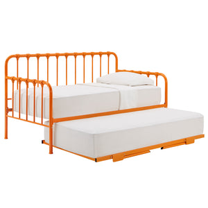 Homelegance By Top-Line Varden Metal Daybed with Lift-up Trundle Orange Metal
