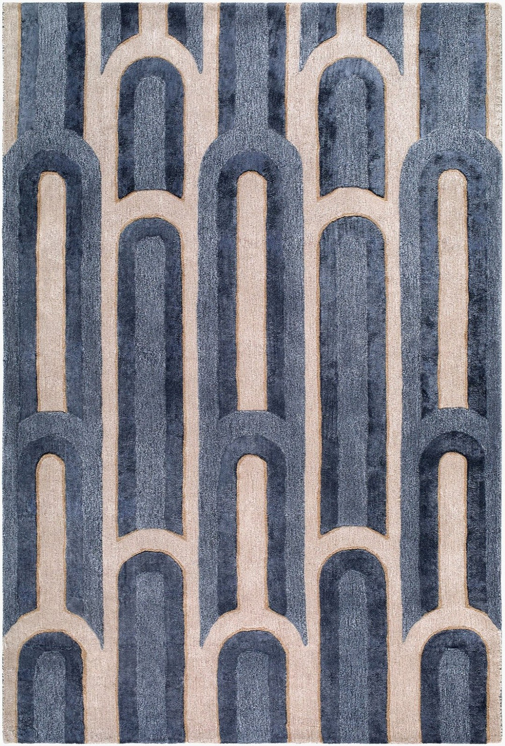 Surya Fuji Hand Tufted Wool Viscose Area Rug Mid Century Modern Living Room Accent 5' x 7'6" Rectangle FJJ2301-576