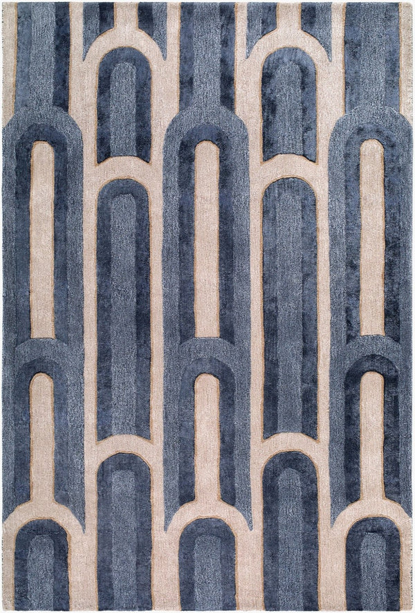 Surya Fuji Hand Tufted Wool Viscose Area Rug Mid Century Modern Living Room Accent 5' x 7'6" Rectangle FJJ2301-576