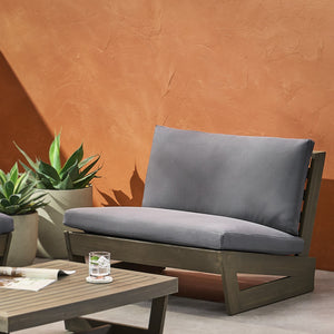 English Elm Christopher Knight Home® - SHERWOOD Club Chair with Acacia Wood Frame, Weather-Resistant Outdoor Lounge Seating with Cushions DARK GREY 64867.00DGRYMP1