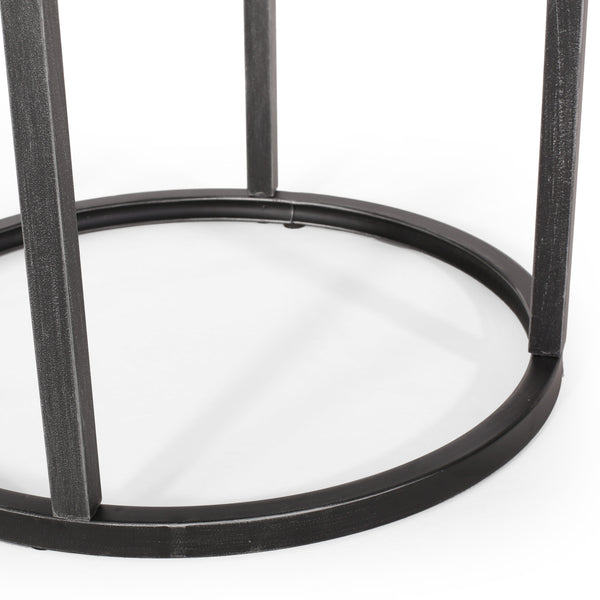 English Elm Christopher Knight Home® - COFFEE Modern Industrial Nesting Table Set — Wire‑Brushed Firwood Tops with Sturdy Iron Frame Durable Style Black+Silver 67141.00