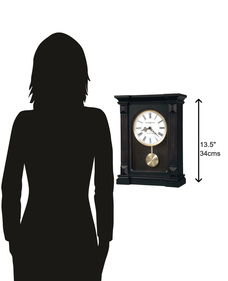 Hekman Furniture 635187 Mia Mantel Clock - Worn Black Finish With Chime, Antique Brass Accents Perfect For Home Decor Worn Black (Brown Undertone) Mia Mantel Clock 635187