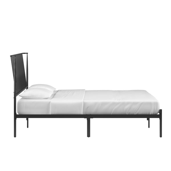Homelegance By Top-Line Dante Metal Platform Bed with Curved Metal Headboard Black Metal