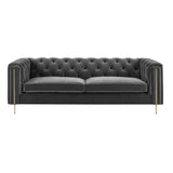 English Elm Steve Silver - Charlene - Velvet Button Tufted Sofa - Gray