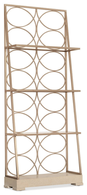 Hooker Furniture Melange Polished Limestone Etagere With Angled Frame, Glass Shelves & Geometric Circle Motif (92) 628-50741-95