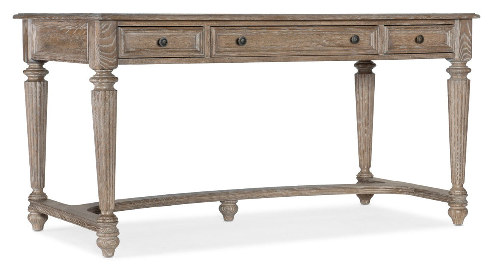 Hooker Furniture Sutter Cathedral Oak Writing Desk With Distressed Claro Finish, Integrated Power & Keyboard Drawer 5981-10458-80