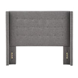 Homelegance By Top-Line Magnolia Nailhead Wingback Button Tufted Headboard Grey Linen