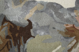 Feizy Rugs Dafney Hand-tufted Floral & Botanical Rug - Whimsical Watercolor Design In Vivid Colors For Elegance Tan,Gray,Green Viscose,Wool Dfy8868fbgemltc50